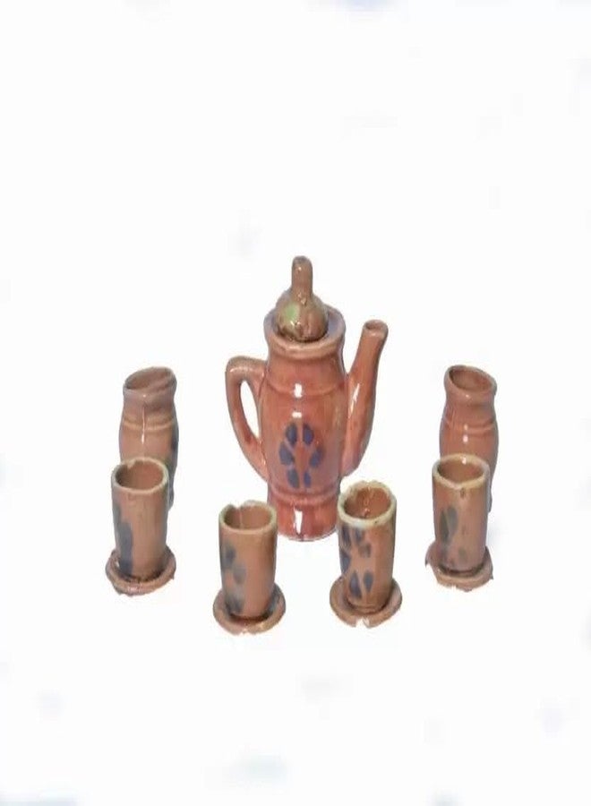 SHRIYAM CRAFTS Ceramic Kids Toys Kids Tea Set/Tea Cups Set with Saucers for Children DIY Kitchen Ceramic Tea Set for Kids (Brown) - Image 2